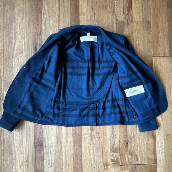 Burberry Brit Navy Blue Linen Cotton Women’s Blazer Jacket Sz 6 Academia Preppy - Picture 6 of 11